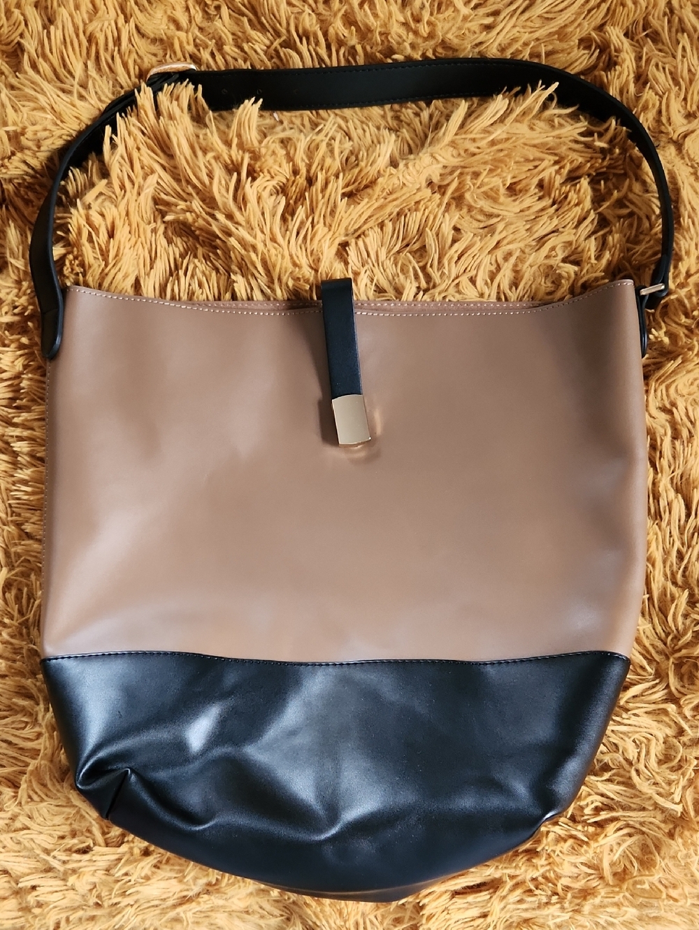 Women's Two-Tone Tan and Black Shoulder Bag